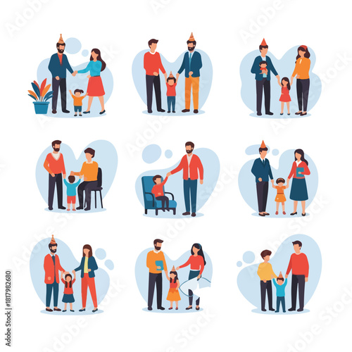 Diverse families celebrating special occasions and enjoying quality time together, with a focus on inclusivity and modern family structures