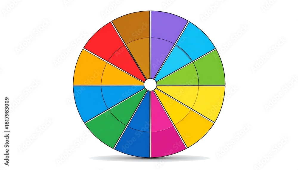 Obraz premium Colorful Circular Diagram with Multiple Sections for Data Visualization.