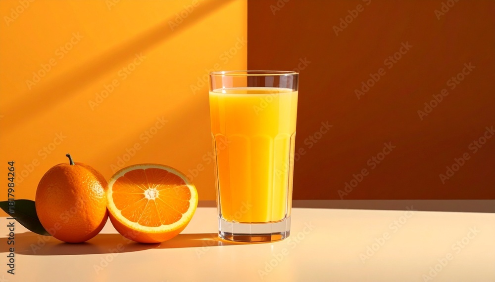Fototapeta premium glass of orange juice and oranges