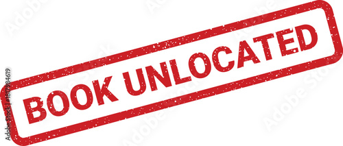 Grunge red rubber stamp effect with BOOK UNLOCATED text, ideal for indicating a missing inventory item status