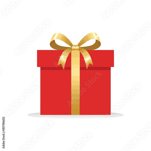 A red gift box tied with a golden bow, perfectly wrapped for a special occasion