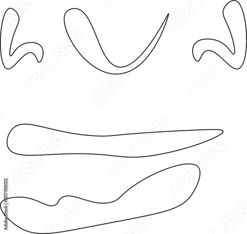 Vector cartoon illustration outline drawing of an ice cream and an apple icon design element