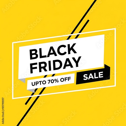 Get ready for Black Friday deals with up to 70% off great products this shopping season with this vibrant yellow promotional banner ready to drive sales