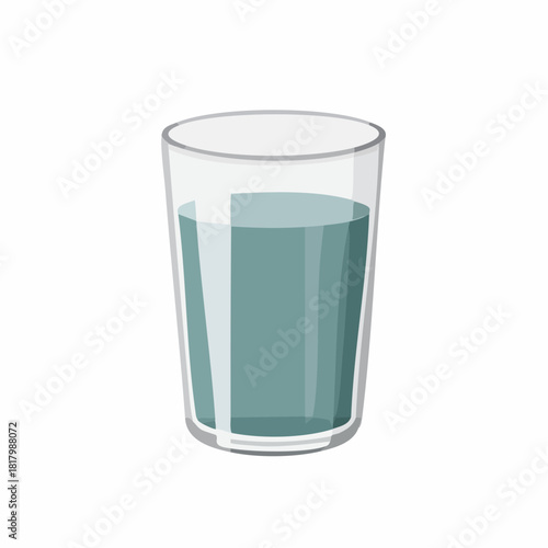 Clear Refreshment: Minimalist vector illustration of a glass of water on white background