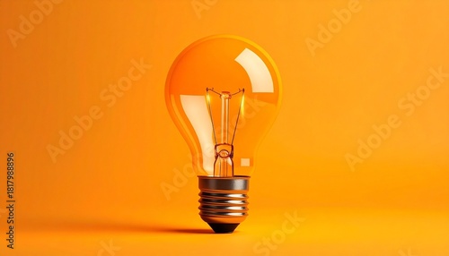 light bulb on orange background