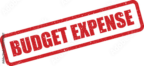 Red grunge effect rectangular stamp with BUDGET EXPENSE for general financial cost tracking