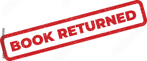 Textured red rubber stamp impression with a distinct grunge effect stating book returned clearly