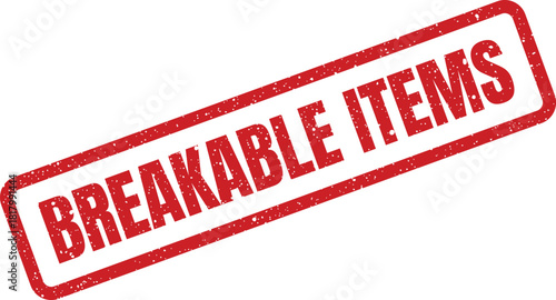 Textured warning message indicating breakable items for careful handling during shipping logistics processes