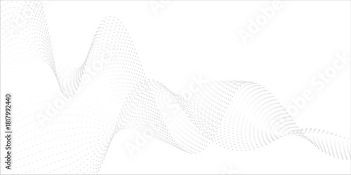 Beautiful wave form an array of glowing dots. An abstract stream of dots.