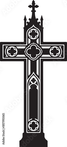 Ornate gothic christian cross with intricate details