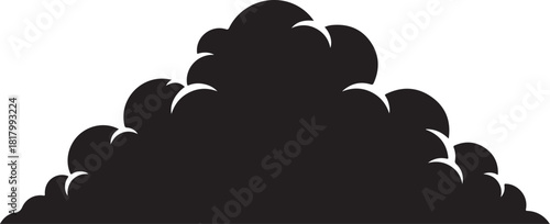 Black cloud silhouette, graphic design element or icon art