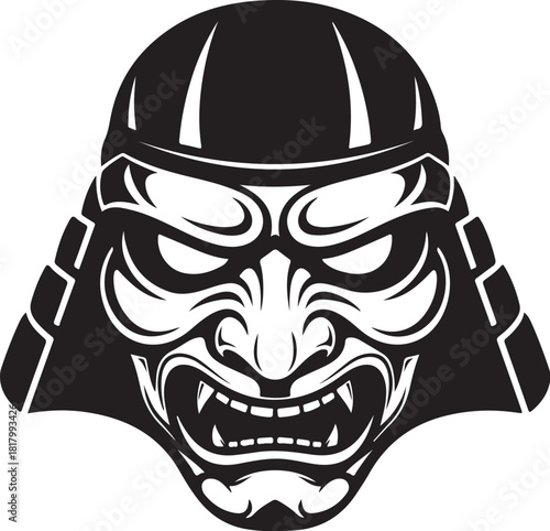 Stylized samurai helmet mask traditional japanese warrior