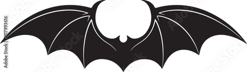 Stylized black bat wings graphic element for halloween