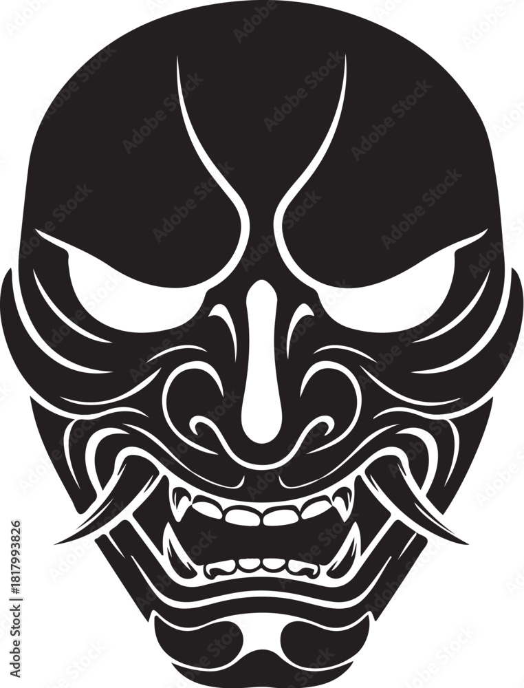 Fototapeta premium Hannya japanese demon mask vector art illustration concept
