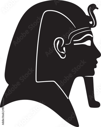 Ancient egyptian pharaoh head profile silhouette graphic
