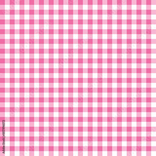 Pink Gingham Seamless Pattern – Classic Tight Checkered Plaid Background, Cute Pastel Fabric Design