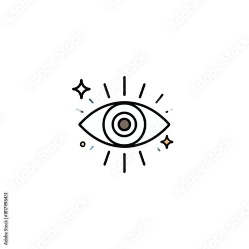 Mystical eye with radiant stars creates a captivating visual design perfect for esoteric and