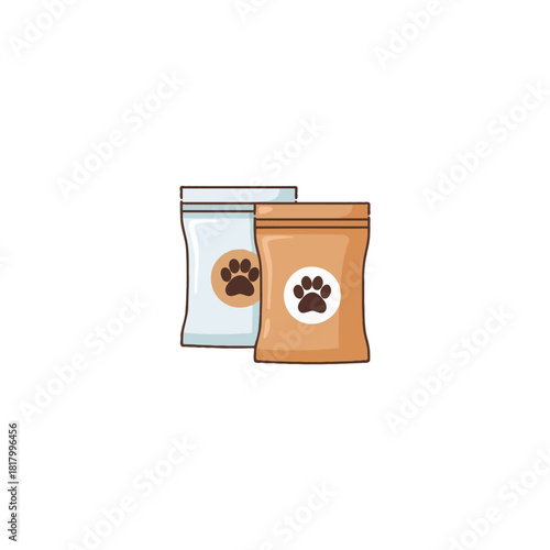 Nutritional sustenance for pets: a conceptual illustration of pet food packaging featuring playful