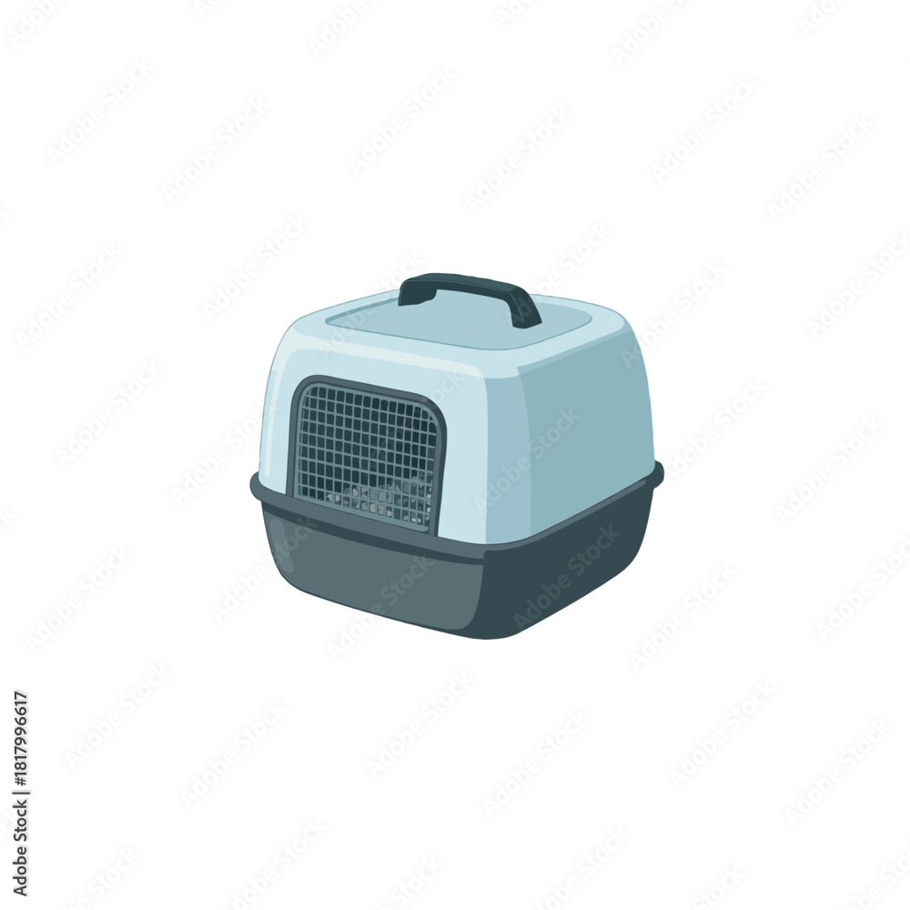 Fototapeta premium Pet travel carrier illustrates safe journey for companion animal in comfortable container perfect