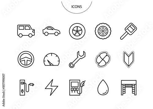 車 自動車　アイコン ピクトグラム　ベクター イラスト　セット
