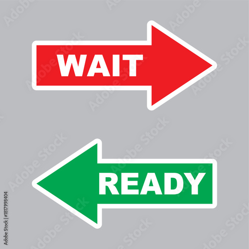 wait ready sign arrow  template icon vector design