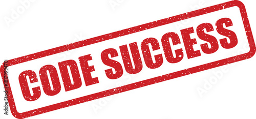 Vibrant red grunge rubber stamp proudly displaying the positive message CODE SUCCESS on a clean surface