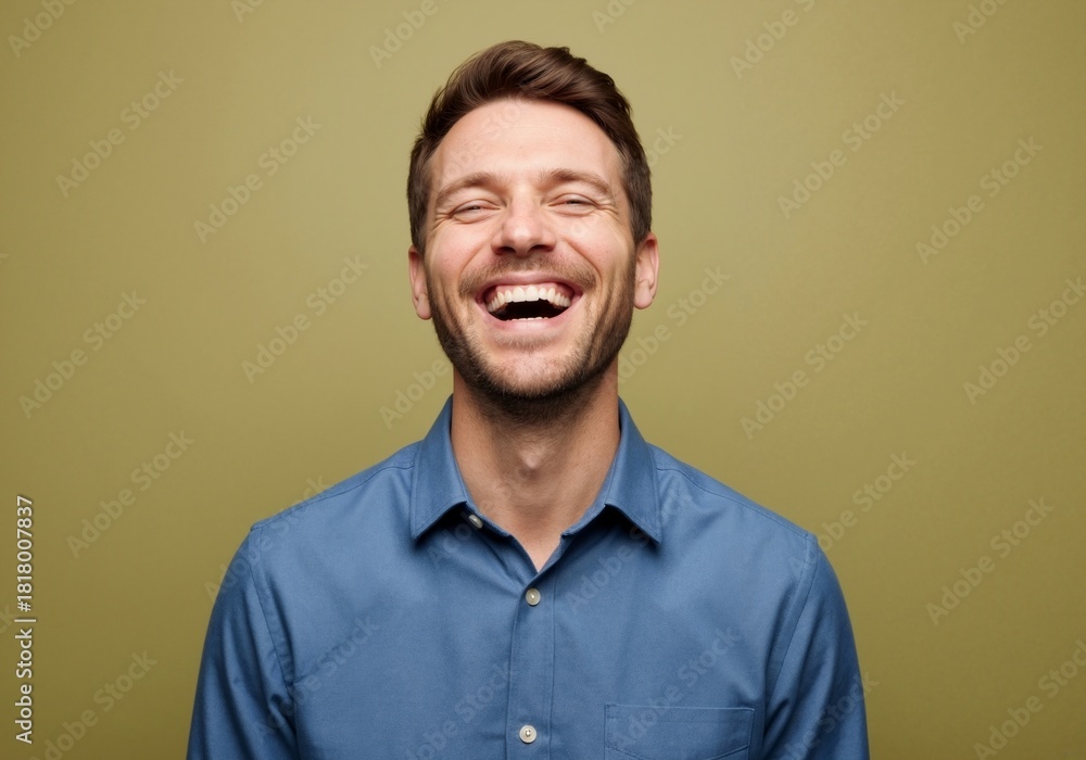 Obraz premium A man with a big, genuine laugh, radiating joy and happiness.