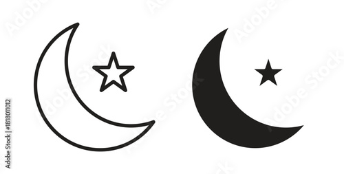 Star and crescent icon for mobile app, editable designs