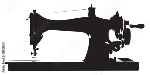 Vintage sewing machine silhouette, classic tailoring craftsmanship