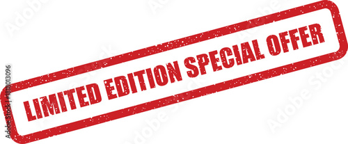 A distressed rectangular rubber stamp with text Limited Edition Special Offer for advertising campaigns