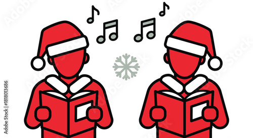 Christmas carolers joyfully singing festive songs together now