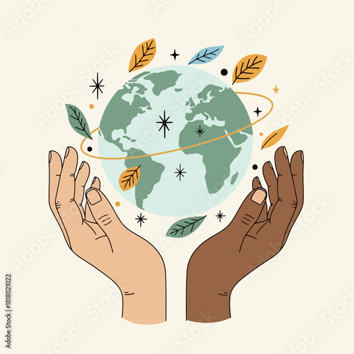 Diverse Hands Holding the Earth A Message of Global Unity