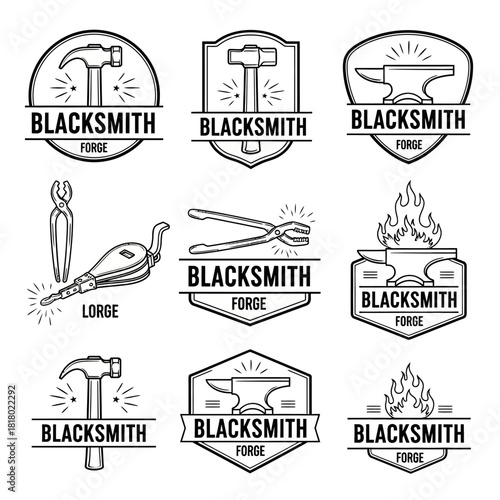 Blacksmith Forge Logos - Handcrafted Metalwork Designs for Branding.