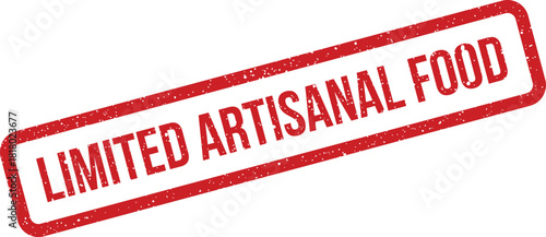 A rectangular red grunge rubber stamp marking specialty food products for limited artisanal release or quality