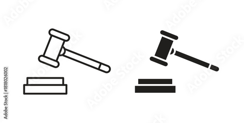 Trial hammer icon. Symbol, logo illustration. graphic icon set