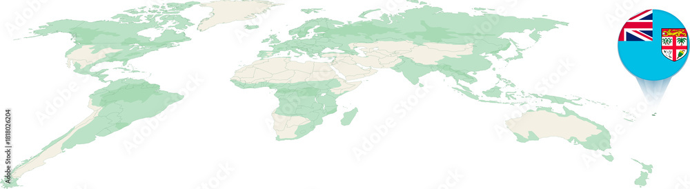 Obraz premium World Map with Fiji Flag Pinpoint