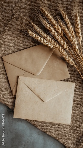 A Brown Envelope Sits Open on a Textured Fabric Background
