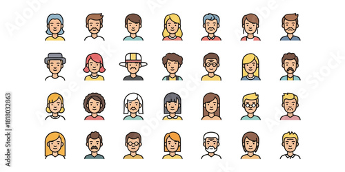 Collection of diverse cartoon people avatars