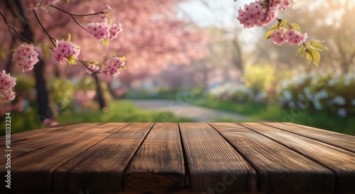 Cherry Blossoms Bloom Along a Serene Pathway in a Vibrant Spring Park