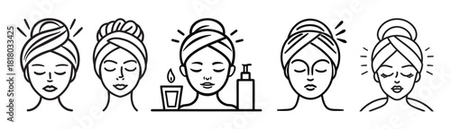 Spa and Beauty Line Vector Web Icon Set