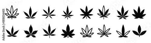 weed and marijuana glyph icons set 