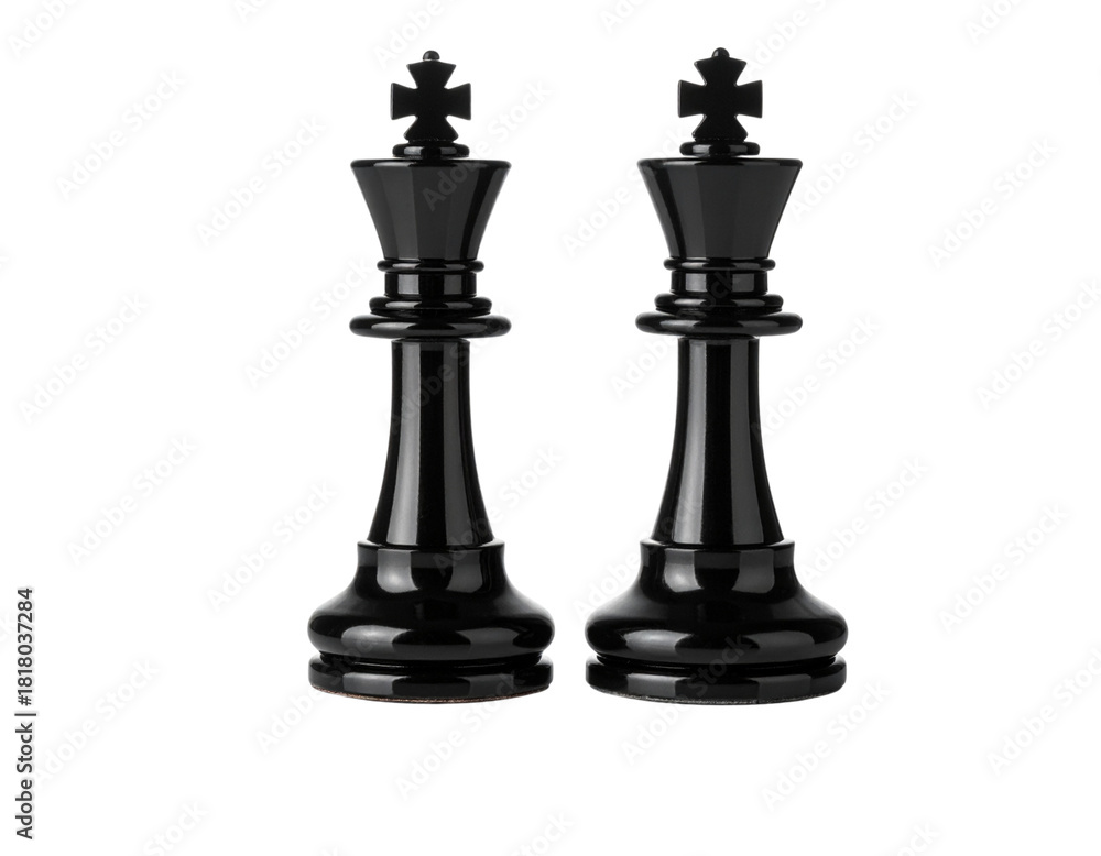 Fototapeta premium Two Black Chess King Regal Variations, isolated on transparent background