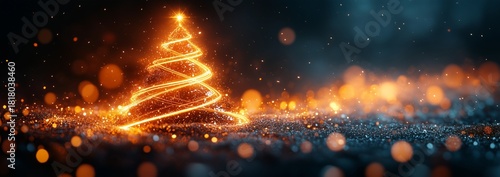 Sparkling Christmas Tree Glowing in a Festive Atmosphere During Winter Season