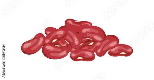 Red kidney beans heap isolated on white background. Vector cartoon flat illustration. Legume icon.
