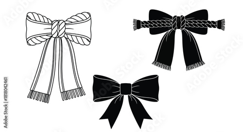 Bows vector illustration set decorative ribbon tie designs clip art
