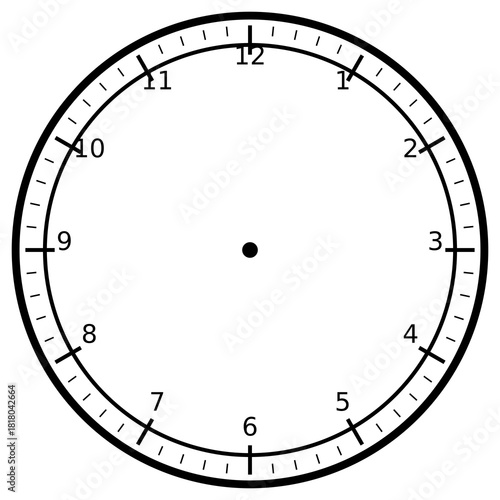 Clock Face 16 Numeric Thin Hour Minute Double None clock face on white background