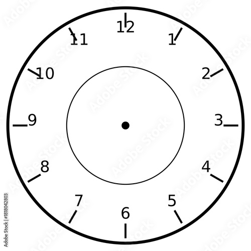 Clock Face 29 Numeric Regular Hour Thin Thin clock face on white background