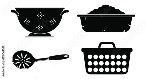 Kitchen utensils vector illustration set cooking and cleaning