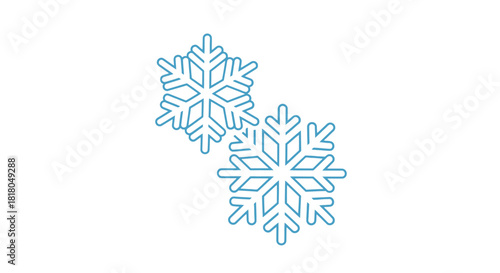 Two stylized blue snowflakes against a clean white background, simple and elegant.