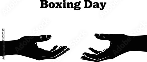 Silhouetted hands reaching towards each other, symbolizing giving and receiving boxing day